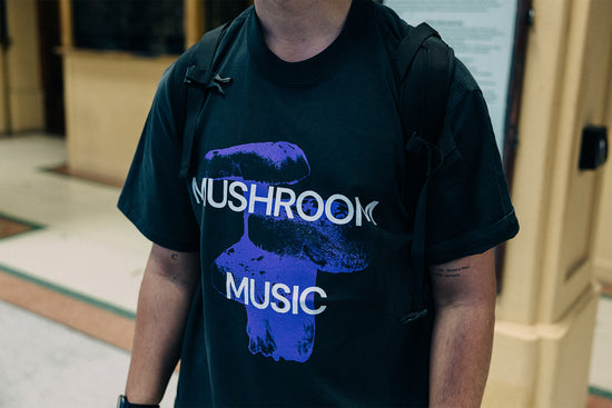 Mushroom Music White/Purple - Faded Coal Tshirt